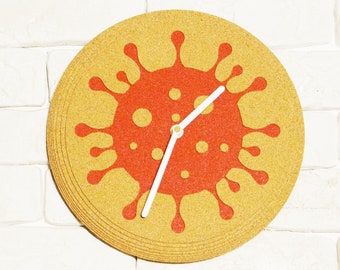 Wall clock, handmade natural red cork clock, birthday gift, home decor, design clock, gift for him, wall decor