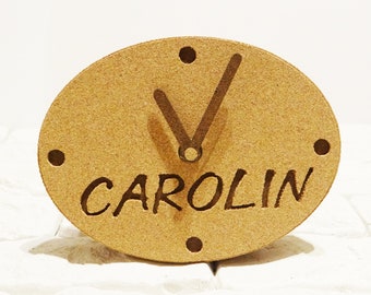 Personalized table clock, unique desk clock, handmade clock, cork gift for her, natural cork gift, gift ideas, clock for desk, birthday gift