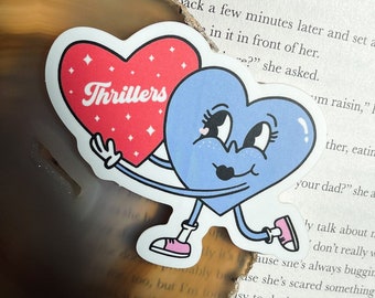 Thriller Books Lover Sticker - Retro Heart - Book Genre Sticker - Bookish Sticker - Vinyl Sticker - Waterproof - Kindle Sticker - 3" x 2.5"