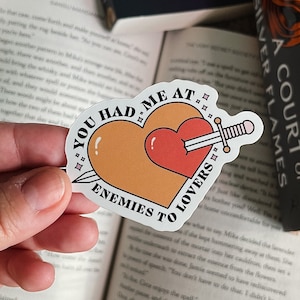Enemies to Lovers Sticker - Bookish Valentine Sticker - Kindle Sticker - Popular Bookish Stickers - Trope Sticker - Romantasy Books Sticker