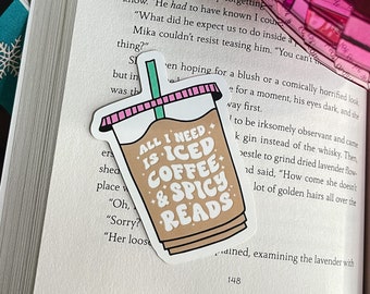 Iced Coffee & Spicy Reads Sticker - Waterproof Vinyl Bookish Decal