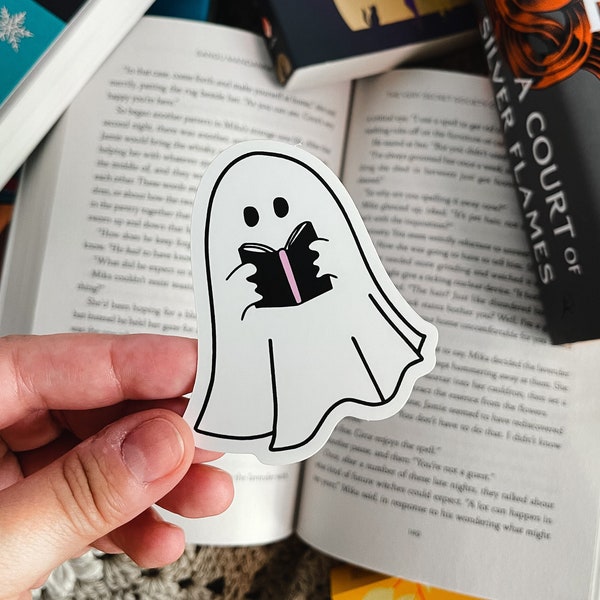Book Ghost Sticker | Waterproof Vinyl, Kindle Reader Gift