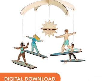 Laser Cutter SVG-bestand - Surf's Up Mobile voor kinderdagverblijf