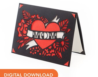 SVG File - "I Heart Mom" Valentine's and Mother's Day Card