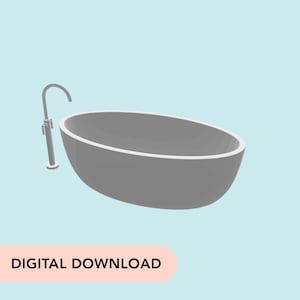3D Printer STL File - Miniature Modern Bathtub Tub - 12-scale dollhouse