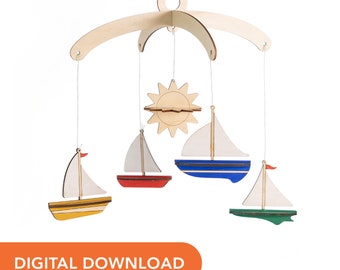 Laser Cutter SVG File - Sailboat Mobile for Nursery