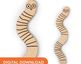 Laser Cutter SVG File - Bookworm Bookmark