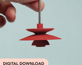 3D Printer STL File - Miniature Mid Century Modern Pendant Light - 12scale dollhouse