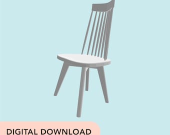 3D Printer STL File - Miniature Spindle Chair - 12-scale dollhouse