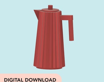 3D Printer STL File - Miniature Modern Tapered Kettle - 12-scale dollhouse