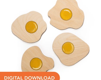 Laser Cutter SVG File - Fried Egg Coasters