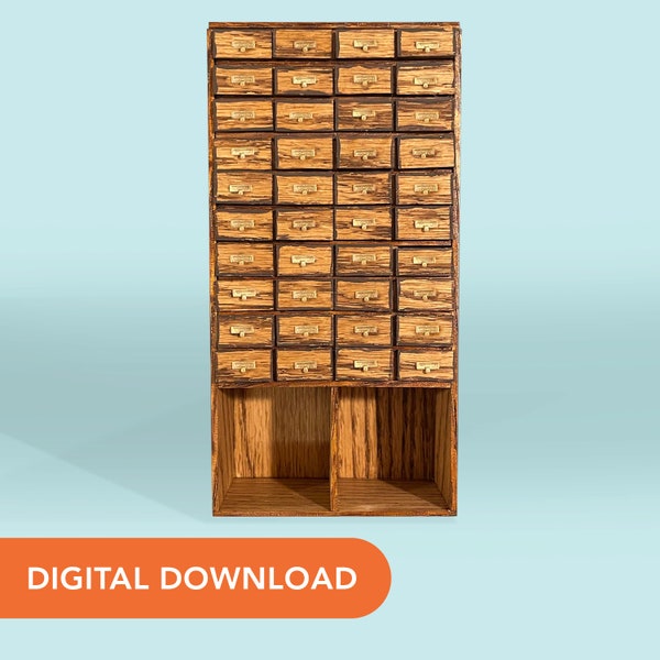 Laser Cutter SVG/STL File - Miniature Card Catalog - 12scale dollhouse