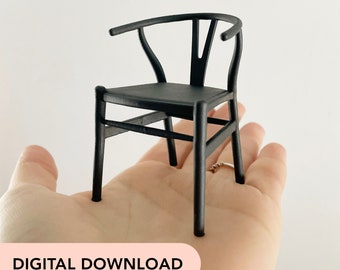 3D Printer STL File - Miniature Wishbone Chair - 12-scale dollhouse