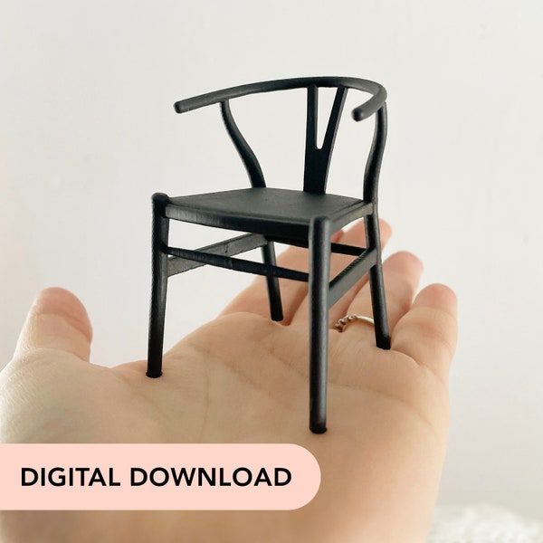 3D Printer STL File - Miniature Wishbone Chair - 12-scale dollhouse