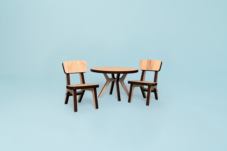 Dollhouse furniture kit Copenhagen Modern Dining Room, 1:12 scale image 2