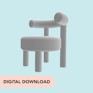 3D Printer STL File - Miniature Modern Chair - 12-scale dollhouse