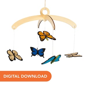 Laser Cutter SVG File - Butterfly Mobile for Nursery