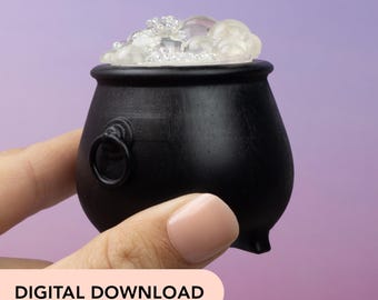 3D Printer STL File - Miniature Halloween Witches Cauldron - 12-scale dollhouse