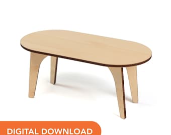 Laser Cutter SVG File - Dollhouse Miniature - Oval Dining Table - 12 scale