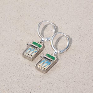 Miniature Sardine Tin Fish Earrings in Stainless Steel
