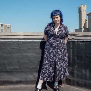 Dark Navy Floral Midi Dress