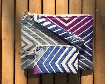 Purple Patterned Clutch and coin purse