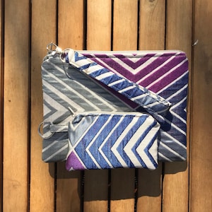 Purple Patterned Clutch and coin purse
