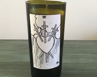Three of Swords Wine Bottle Candle