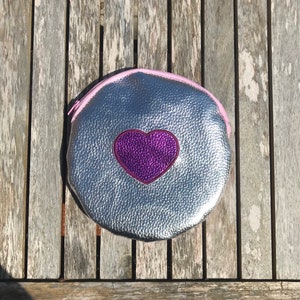 Metallic Heart Colorblock Pouch
