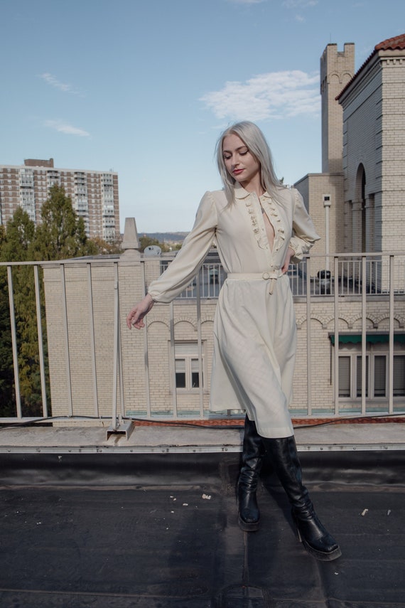 Cream Button Down Dress