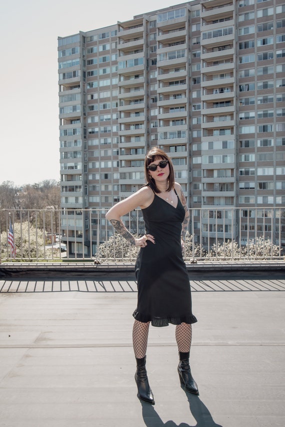 Vintage Black Flounce Dress