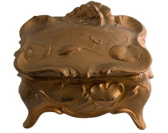 Antique Jewelry Casket with Black Velvet