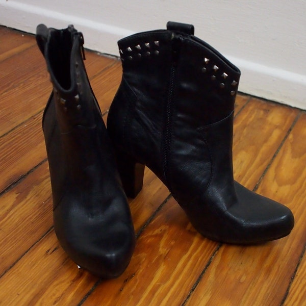 SALE--Black Moto Cowboy Boots