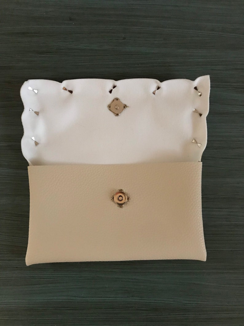 White Vegan Leather Punk Date Night Clutch image 3