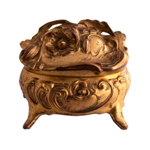 Antique Jewelry Casket with Blue Velvet