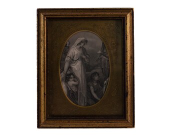 Lady and Children Floral Framed Scene