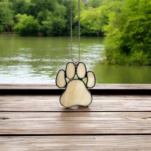 Stained Glass Paw Print Suncatcher | Pet Memorial Gift | Dog or Cat Lover Decor | Handmade Glass Ornament | Rainbow Bridge Keepsake