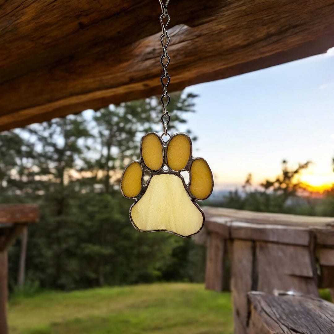 Stained Glass Paw Print Suncatcher | Pet Memorial Gift | Dog or Cat ...
