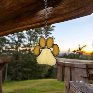 Stained Glass Paw Print Suncatcher | Pet Memorial Gift | Dog or Cat Lover Decor | Handmade Glass Ornament | Rainbow Bridge Keepsake