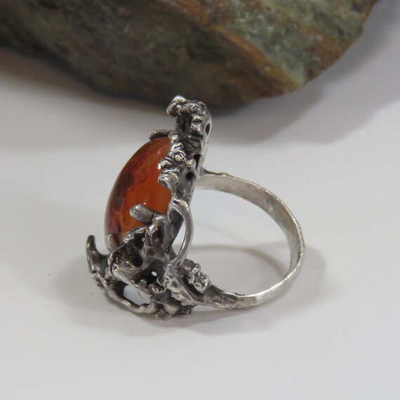 14.2 grams sterling silver ring, translucent oran… - image 3