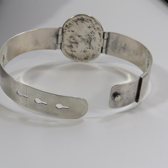 SIGNED sterling silver hinged bangle bracelet, ma… - image 4