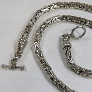 74.9 grams sterling silver chain necklace, byzantine link, 19 1/2 inches, marked 925, vintage, toggle image 8