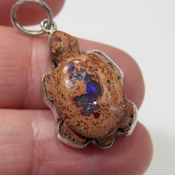 Tiny SIGNED sterling silver pendant, opal, marked… - image 3