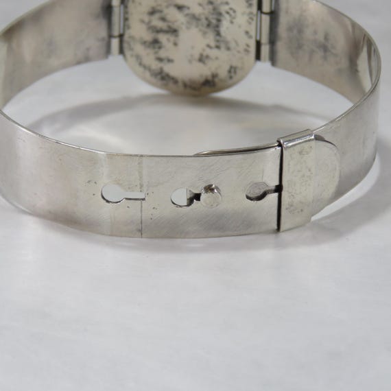 SIGNED sterling silver hinged bangle bracelet, ma… - image 5