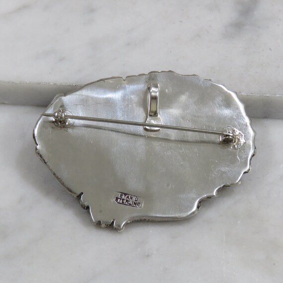 SIGNED sterling silver pendant or brooch, black o… - image 6