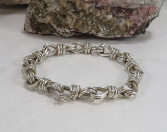 Signed 52.3 grams sterling silver chain bracelet, marked 925, vintage, men's or women's