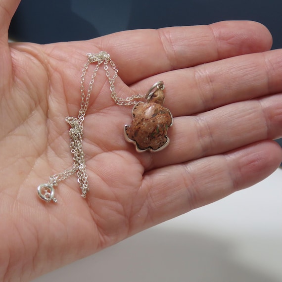 Tiny sterling silver turtle pendant, opal, fine s… - image 8