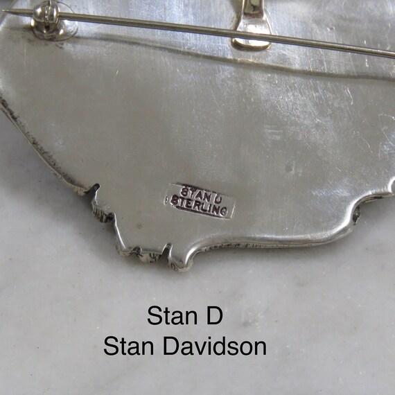 SIGNED sterling silver pendant or brooch, black o… - image 2