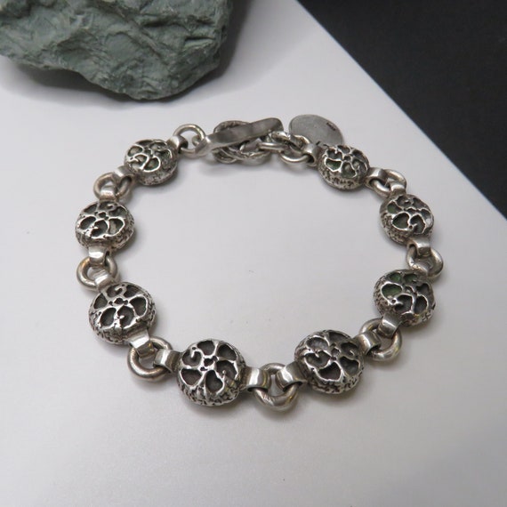 51.3 grams SIGNED sterling silver chain link brac… - image 1
