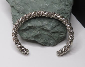 36.3 grams sterling silver cuff bracelet, twisted, vintage, small wrist